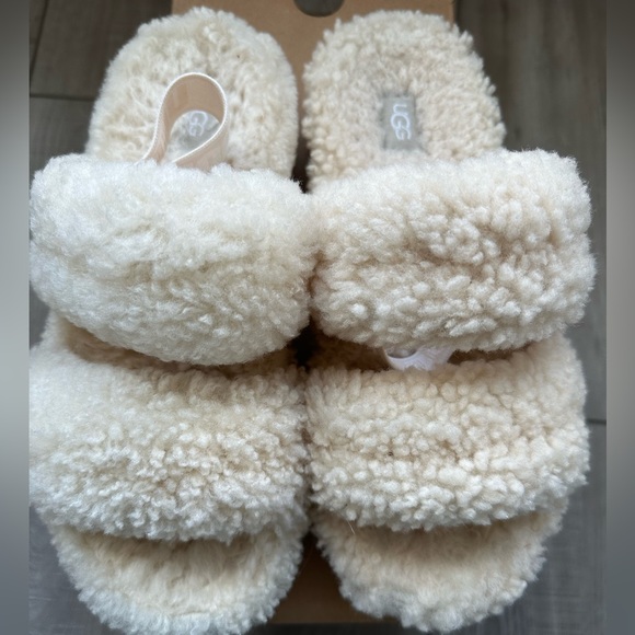 UGG Shoes - Ugg Sandals | Ugg Platform Sandal Slides Fuzzy Fur | Color: Natural | Size: 8